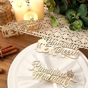 24 adet ramazan mübarek plaka ayarı asılı ahşap kelime ramazan ahşap işareti Kareem ay yıldız Eid süslemeleri islam masa süsü - Product Image 2