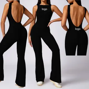 Custom Logo Workout Bodysuit Women Sportswear Gym Rompers Activewear Wholesale 1 Piece Yoga Fitness Jumpsuit