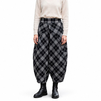 Pantalon Ballon Vintage à Carreaux Noir et Blanc Taille Haute Fuselé pour Femme – Décontracté Quotidien, Personnalisation OEM, Toutes Étiquettes, Vente en Gros