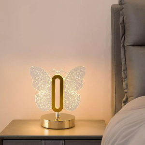 Schmetterling LED Kristall Schreibtisch lampe wiederauf ladbar 3 Farben verstellbare Luxus LED Tisch lampe Lese büro Schlafzimmer neben Licht - Product Image 6