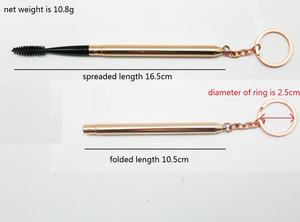 Llavero Metálico Único al por Mayor, Cepillo Reutilizable <span class=keywords><strong>para</strong></span> Cejas y Pestañas con Forma de Rizador de Pestañas en Oro Rosa, 16.5cm, Logotipo Personalizado - Product Image 2