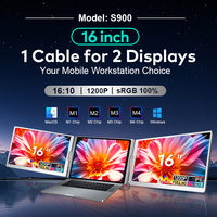Extensor de Pantalla Portátil Triple para Laptop de 16 Pulgadas, Panel IPS, Interfaz Tipo C, Resolución 16:10 1920x1200, Gran Venta