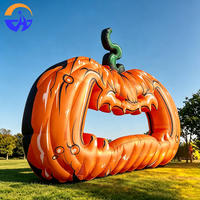 Cadre de photomaton gonflable géant en forme de citrouille effrayante pour Halloween, idéal pour la décoration de jardin, pelouse, fête ou événement, avec souffleur inclus