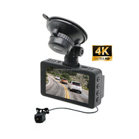 Caméra embarquée double enregistrement DVR pour voiture, écran LCD IPS 3 pouces, 4K+1080P, double caméra, boîte noire, garantie 1 an, H.265/H.264, carte TF