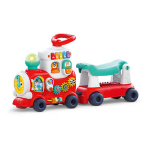 Trotteur multifonctionnel 4 en 1 pour enfants, trotteur assis, à tirer, alimenté par batterie, en train. - Product Image 1