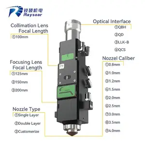 Raysoar btmachine kepala pemotong Laser, kepala mesin pemotong Laser serat fokus Manual 3300W BT240S untuk peralatan raytool