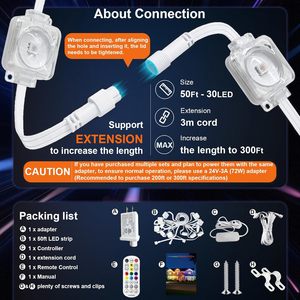 Vĩnh Viễn Đèn Ngoài Trời Thông Minh <span class=keywords><strong>RGB</strong></span> Ic 15M Eave Đèn Với Điều Khiển Từ Xa Ứng Dụng Điều Khiển IP67 Không Thấm Nước Cho Ngôi Nhà Bên Ngoài Trang Trí Nội Thất - Product Image 4