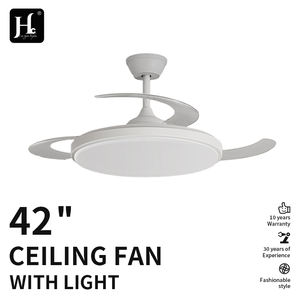 Ventilateur de plafond à fréquence variable ultra-fin invisible monobloc avec lampe pour salon, bureau, maison, style moderne - Product Image 2