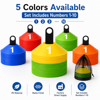 Lot de 50 cônes souples (matériau PE) pour l'agilité et l'entraînement de football, marqueurs de terrain, avec sac de transport, écologiques