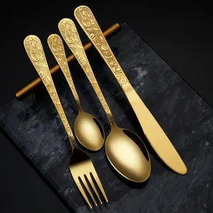 Customized Steel Cutlery Set Low MOQ Copper Flatware PVD Coating Rose Gold Cutlery