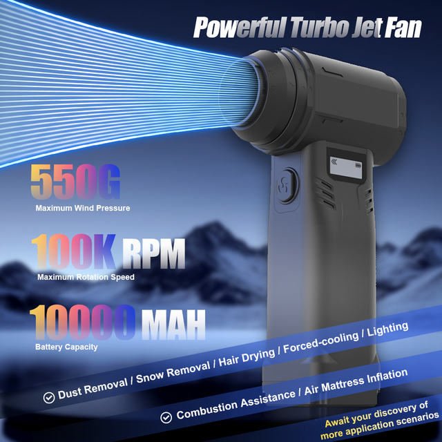TRNOJTHK 10000mAh Electric Air Duster 450g Wind Pressure Turbo Jet Mini Fan for Car Computer Cleaning