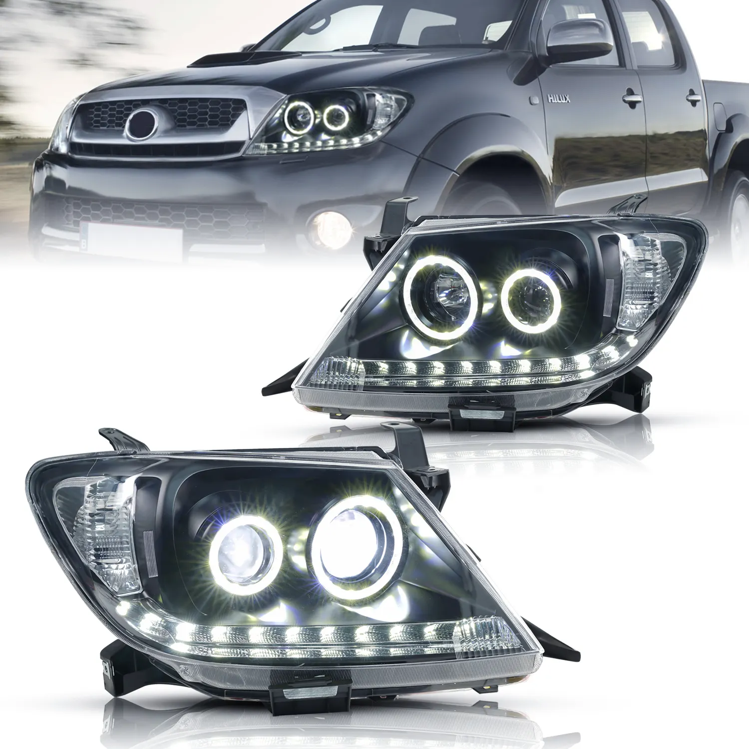 Archaic Led Car Front Lamp DRL With High Beam Low Beam Head Lamp For Toyota Hilux Vigo Revo Rocco 2005-2011 Headlights