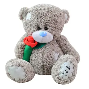 Neue Sonnenaufgang Anpassung Neue Valentinstag Geschenk Rose Bär Plüschtiere Super weicher Teddybär mit lebendigen Rose gefüllten Teddybären