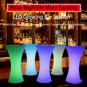 Usine OEM ODM, personnalisation, vente en gros, tabourets de bar, tables et chaises modernes à LED, éclairage RGB 16 couleurs, polyéthylène JSM - Product Image 1