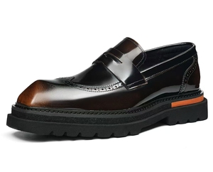 Chaussures Oxford en cuir de vache véritable pour hommes, chaussures plates à lacets pour le bureau, confortables, semelle extérieure en caoutchouc antidérapante - Product Image 3
