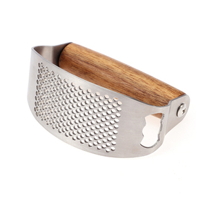Molinillo de acero inoxidable, picadora manual, trituradora de galletas, picadora de alimentos, prensa de <span class=keywords><strong>ajo</strong></span> y jengibre fácilmente, trituradora de <span class=keywords><strong>ajo</strong></span> con mango de madera - Product Image 5