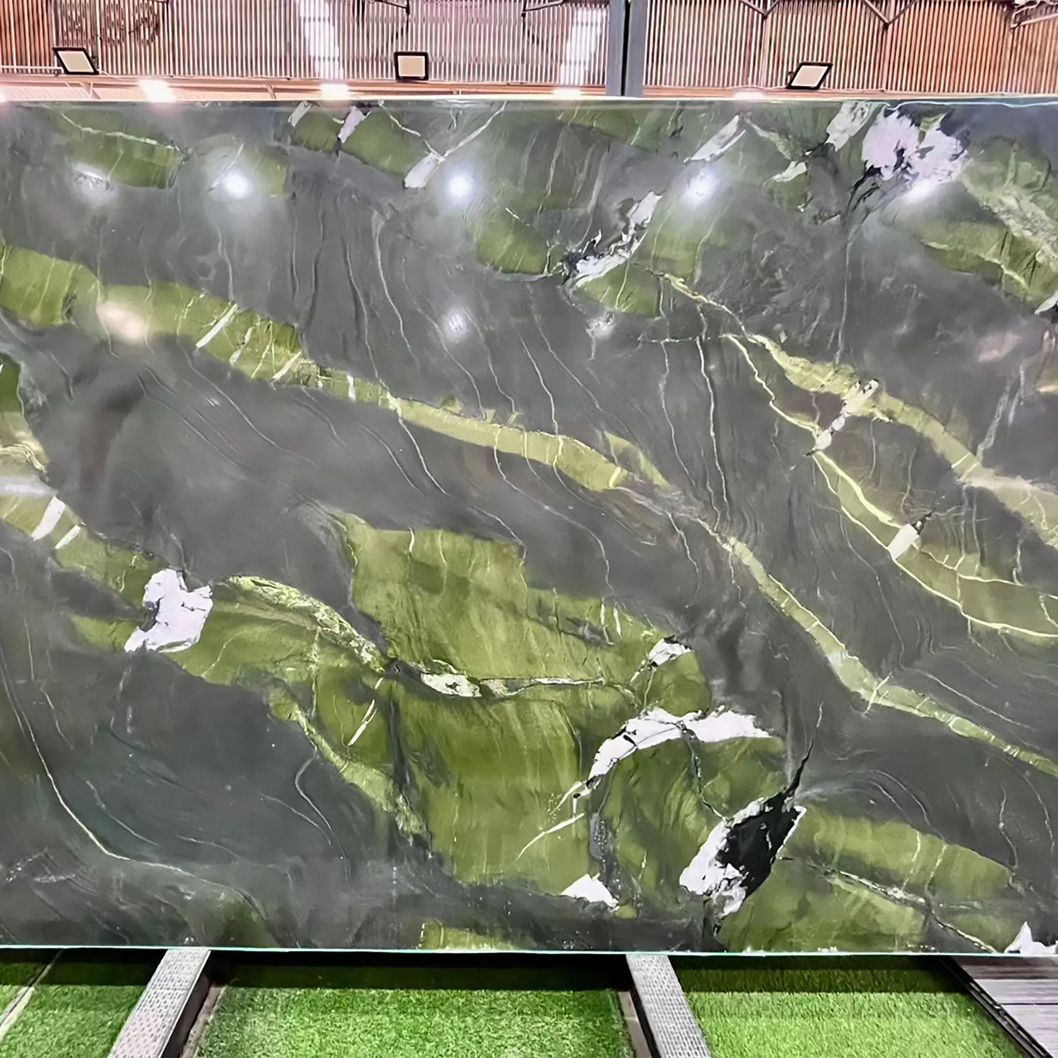 Meja marmer Onyx hijau zamrud Modern edisi terbatas untuk rumah