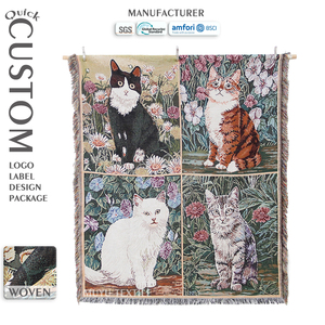 Manta Jacquard de Suministro Directo de Fábrica, MOQ 1 Pieza, Manta Decorativa para el <span class=keywords><strong>Hogar</strong></span> con Diseño de Animales, Tapiz Portátil - Product Image 1