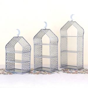 Juego de 3 Soportes Metálicos para Pastel y Postres con Diseño Islámico, Decoración Universal para Mesa de Ramadán con Estantes para Frutas y Alimentos, para Uso en Mezquitas - Product Image 1
