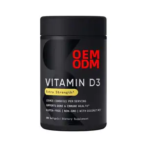 فيتامين D3 سوفتجل عالي الفعالية فيتامين د مكمل فيتامين د مع زيت جوز الهند MCT لدعم العظام المناعية