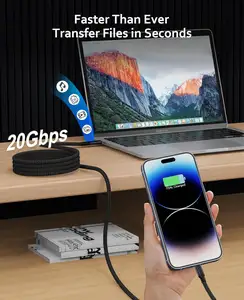 Neuzugang tragbares bio-magnet-Absaugungskabel Usb Typ C mit Datenübertragung 5A einziehbares magnetisches Ladekabel für iPhone