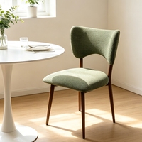 Chaise de salle à manger en tissu en promotion, dossier incurvé papillon, chaise d'appoint sans accoudoirs avec pieds en métal pour la maison, le restaurant et le café