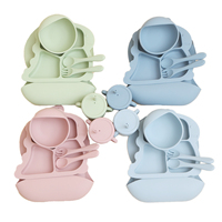 Peralatan Makan Silikon Anak 100% Food Grade Bebas BPA Ramah Lingkungan Set Makan Bayi Silikon