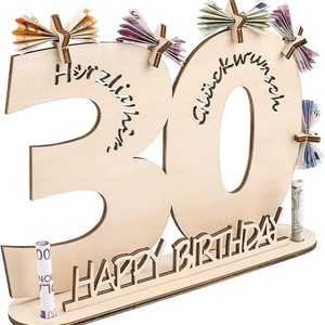 Decoración de Madera para Cumpleaños Número 18, Ecológica, con Elegante Grabado, Regalo con Felicitaciones para Fiesta Alemana - Product Image 1