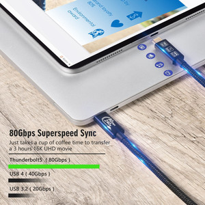 Cable <span class=keywords><strong>USB</strong></span> <span class=keywords><strong>Thunderbolt</strong></span> 5 DE 80Gbps tipo C <span class=keywords><strong>a</strong></span> tipo C, compatible con Cable de cargador rápido de 16K, transferencia de datos tipo C Gen4 de 240W para Macbook - Product Image 3