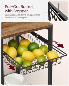 Estante organizador de cocina con cestas metálicas extraíbles y soporte para horno microondas, adecuado para la cocina. - Product Image 6