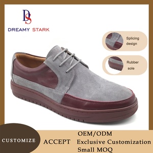 Sneakers en cuir de vache véritable de haute qualité, deux tons de couleur, logo personnalisé, fabriquées à la main, lacets pour hommes, confortables, respirantes, automne - Product Image 2