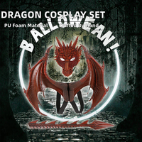 Ensemble de costumes de masque de dragon en gros pour Halloween, décorations de fête, ailes, queue, rechargeable, en polyester réutilisable