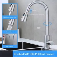 Robinet de cuisine monocommande en acier inoxydable avec douchette extractible, design moderne, eau chaude et froide orientable pour appartement