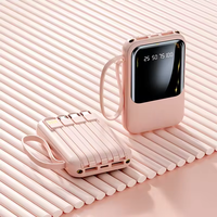 Banco de Energía Portátil OEM con Logotipo Personalizado, 10000mAh, Cargador Rápido de 10W, 4 Cables Integrados, Pantalla LED Digital, Mini Estación de Energía