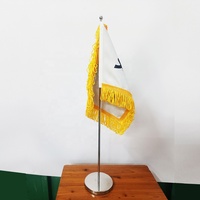 Support de drapeau de table en acier inoxydable pour mini-drapeaux à pompon, décoration de bureau, impression double face, logo personnalisé, QCP d'usine