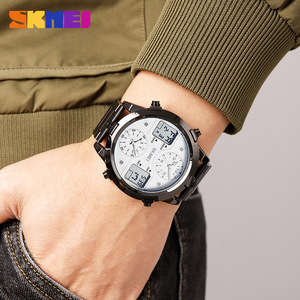 Skmei Digital Watch Men Stainless Steel Band 3Bar Water Resistant Multi Function Dual Time Display Luminous Hands - Product Image 2