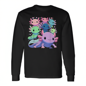 Camiseta de Manga Larga con Estampado Digital de Ajolotes Kawaii, Unisex, Cuello Redondo, para Actividades Promocionales para Adultos - Product Image 3