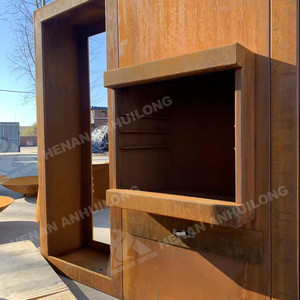 Giardino domestico camino in legno in metallo con camino <span class=keywords><strong>e</strong></span> deposito in legno fumatore grande barbecue grill fire pit - Product Image 5