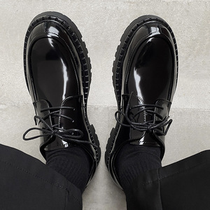 Zapatos Casuales Formales de Hombre de Caña Baja con Acabado Brillante, Estilo Británico Maduro, de Cuero Charol y Piel de Vacuno Corregida, Calzado de Negocios - Product Image 3