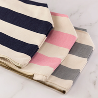 Sac d'accessoires en toile de coton nautique avec logo brodé personnalisé Trousse de toilette à rayures brodées Trousse de cosmétique de voyage