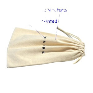 Sac à cordon en toile de coton naturel épais avec impression de logo personnalisé, cordon en coton LN-61 - Product Image 4