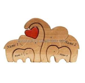 <strong>Wooden</strong> <strong>Personalised</strong> Elephant Family <strong>Puzzle</strong> 4 in 1 Set Anniversary Gift , <strong>Wooden</strong> Animal Elephant <strong>Puzzle</strong>, Family Keepsake Gift - Product Image 6