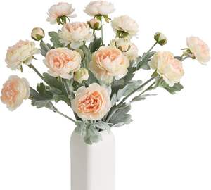 Nouvelle Collection : Fleur de rose artificielle à 3 têtes en soie française avec bords brûlés pour la décoration de la maison, les mariages et les accessoires de photographie - Product Image 1