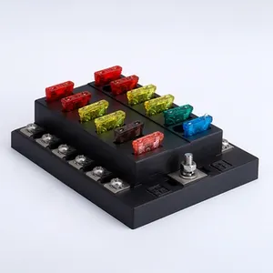 Universal 8 Way Covered 12V Circuit Blade Terminal Fuse Box with LED Indicators and Accessories