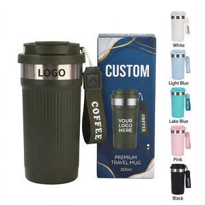 Gobelet isotherme personnalisé de 16 oz en acier inoxydable 304 avec revêtement intérieur en céramique, double paroi, avec poignée et couvercle, pour les voyages en voiture - Product Image 1