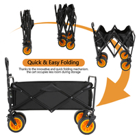 Chariot pliable en aluminium YILU avec poignée réglable 160L Chariot de camping d'extérieur à quatre roues Chariot de jardin Plage Rangement Outils