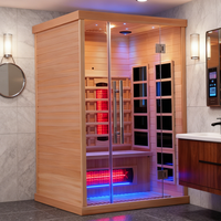 Sauna infrarouge lointain à lumière rouge pour 1 à 4 personnes, sauna intérieur en bois avec ozone
