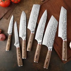 Conjunto de facas de cozinha, conjunto de facas de cozinha forjadas em aço boning nakiri santoku kiritsuke, faca de chef, 7 peças