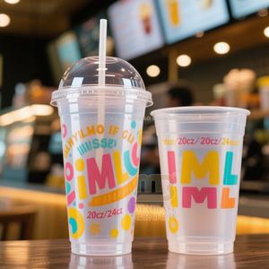 Taza de plástico de inyección de té de burbujas Iml de 700ml y 1000ml <span class=keywords><strong>con</strong></span> tapa para té de batido de leche para usuarios finales de seguros y regalos de bienvenida - Product Image 3
