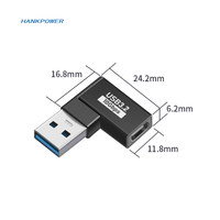 Convertisseur adaptateur OTG à angle droit USB3.0 Type C mâle vers USB A femelle pour transfert de données de charge de téléphone intelligent et d'ordinateur portable